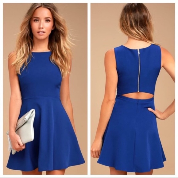 Lulus Dresses & Skirts - Lulu’s Just Us Royal Blue Cutout Skater Dress S